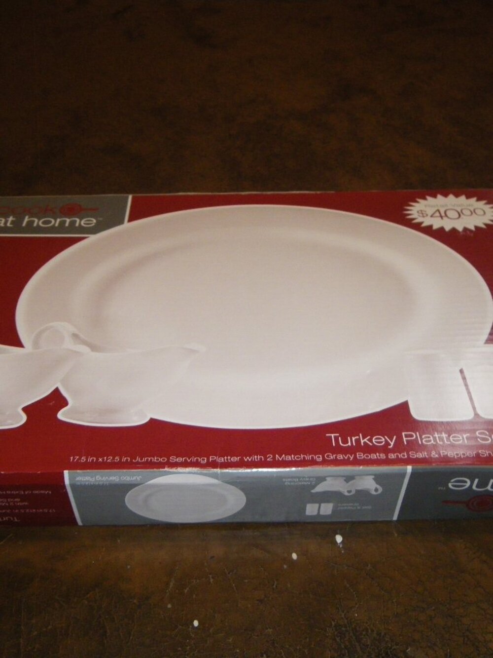 Turkey Platter Set 5 pc. Plater 2 Gravy Boats Salt & Pepper Shakers